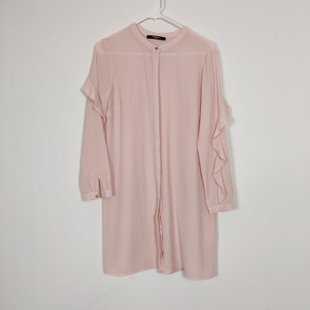 LC Waikiki Women's Button Down Tunis Shirt Size EU 36 Ruffle Feminine Romantic